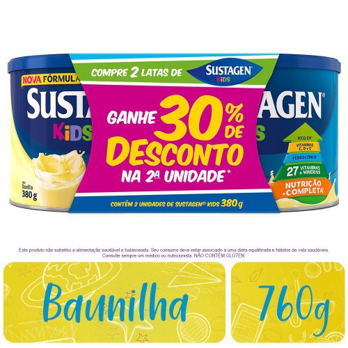 Complemento Alimentar Sustagen Kids Baunilha 380g 2 Unidades