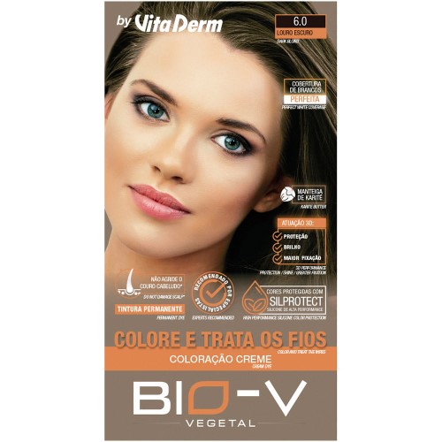Coloração Creme Bio-V Vita Derm 6.0 Louro Escuro
