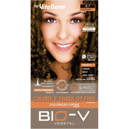 Coloração Creme Bio-V Vita Derm 6.7 Louro Escuro Marrom